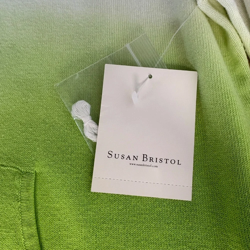 NWT Susan Bristol Ombre Green White Knit Sweater Top Women's Sz XL Preppy Casual